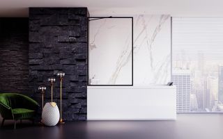 Шторка на ванну Veconi Palau PL-85B, 600x1500, черный, стекло прозрачное